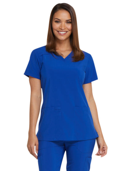 Women's 2-Pocket Contemporary V-Neck Scrub Top - DK615 - Galaxy Blue