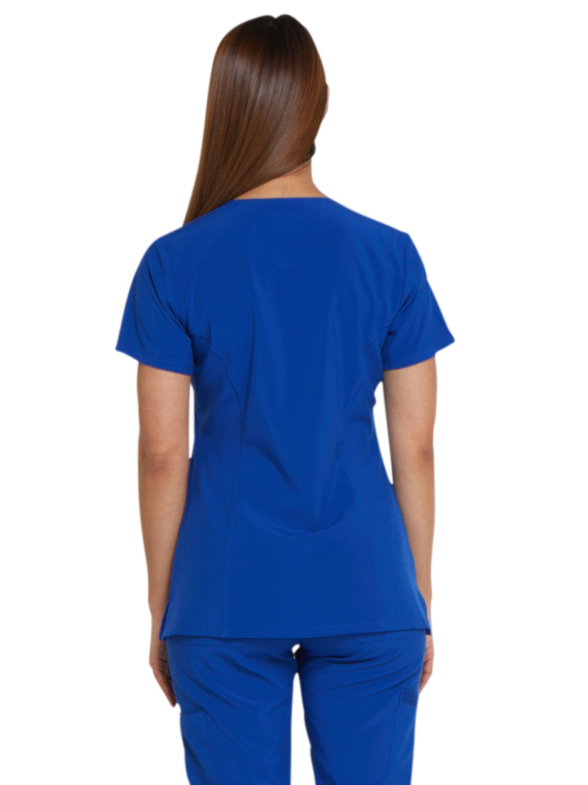 Women's 2-Pocket Contemporary V-Neck Scrub Top - DK615 - Galaxy Blue