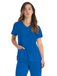 Women's 2-Pocket Contemporary V-Neck Top - DK615 - Royal