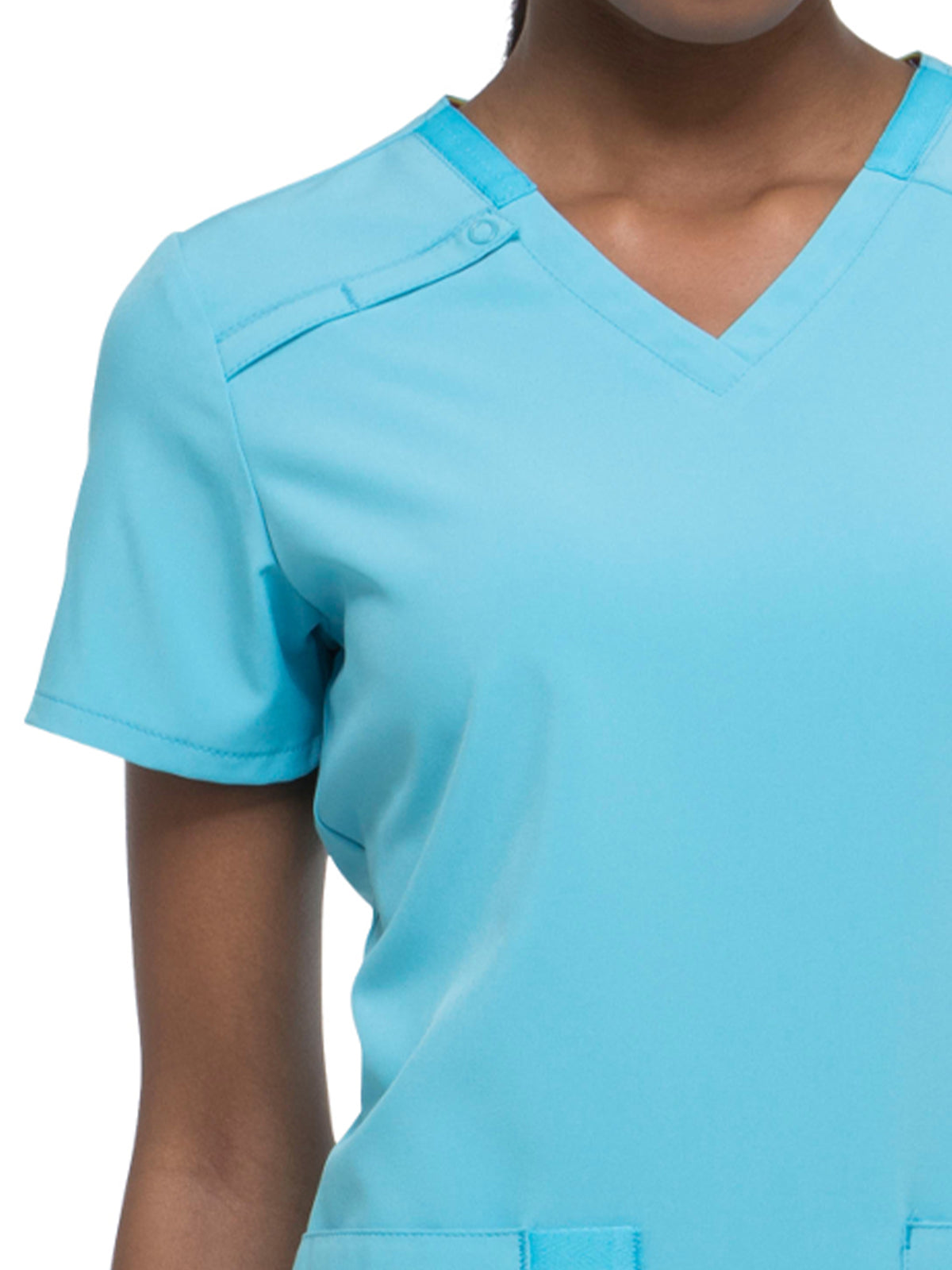 Women's 2-Pocket Contemporary V-Neck Scrub Top - DK615 - Turquoise