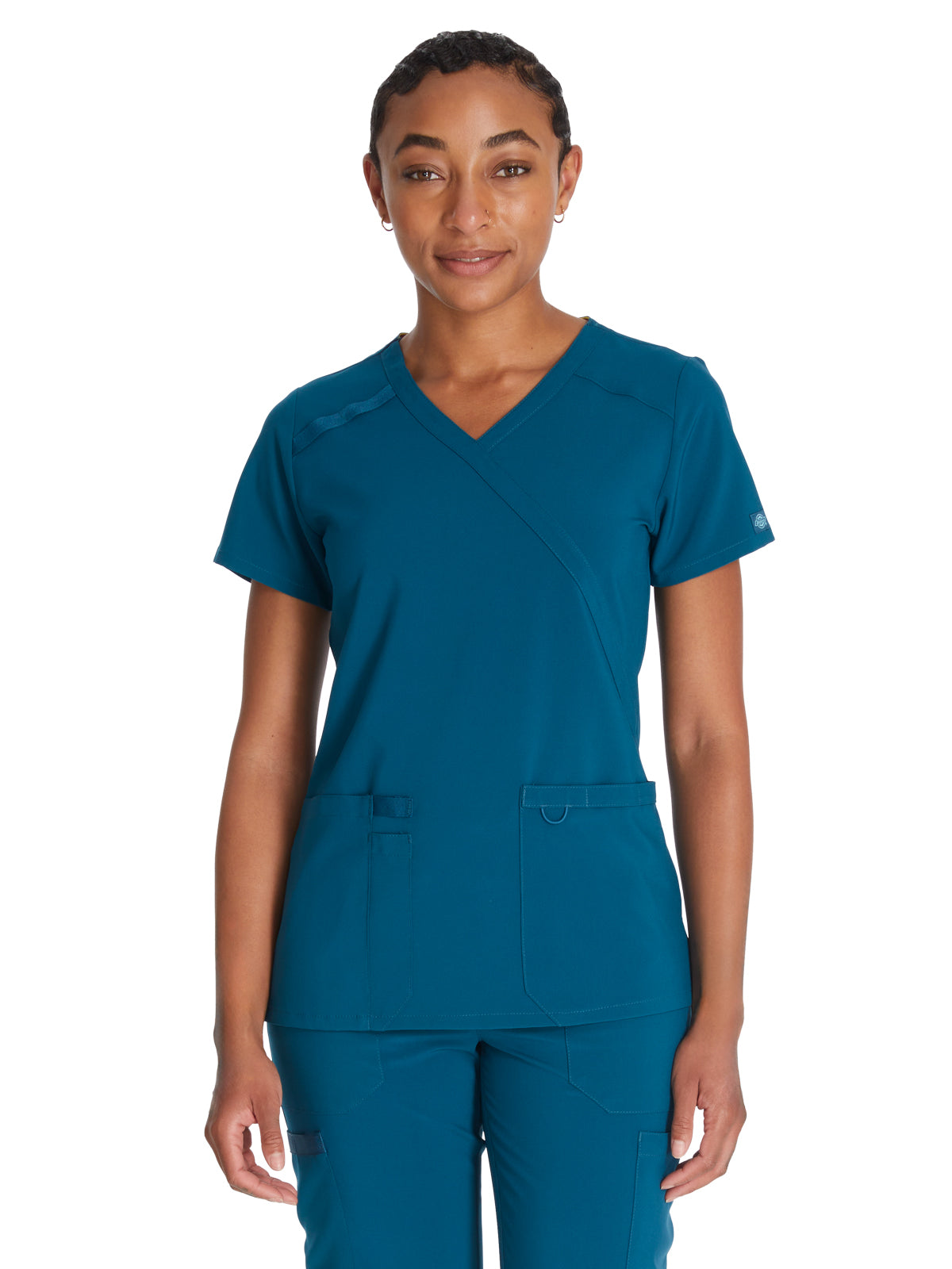 Women's 2-Pocket Contemporary Top - DK625 - Caribbean Blue