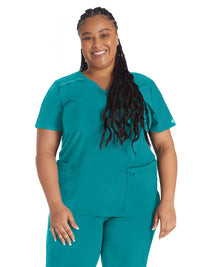 Women's 2-Pocket Contemporary Top - DK625 - Teal Blue