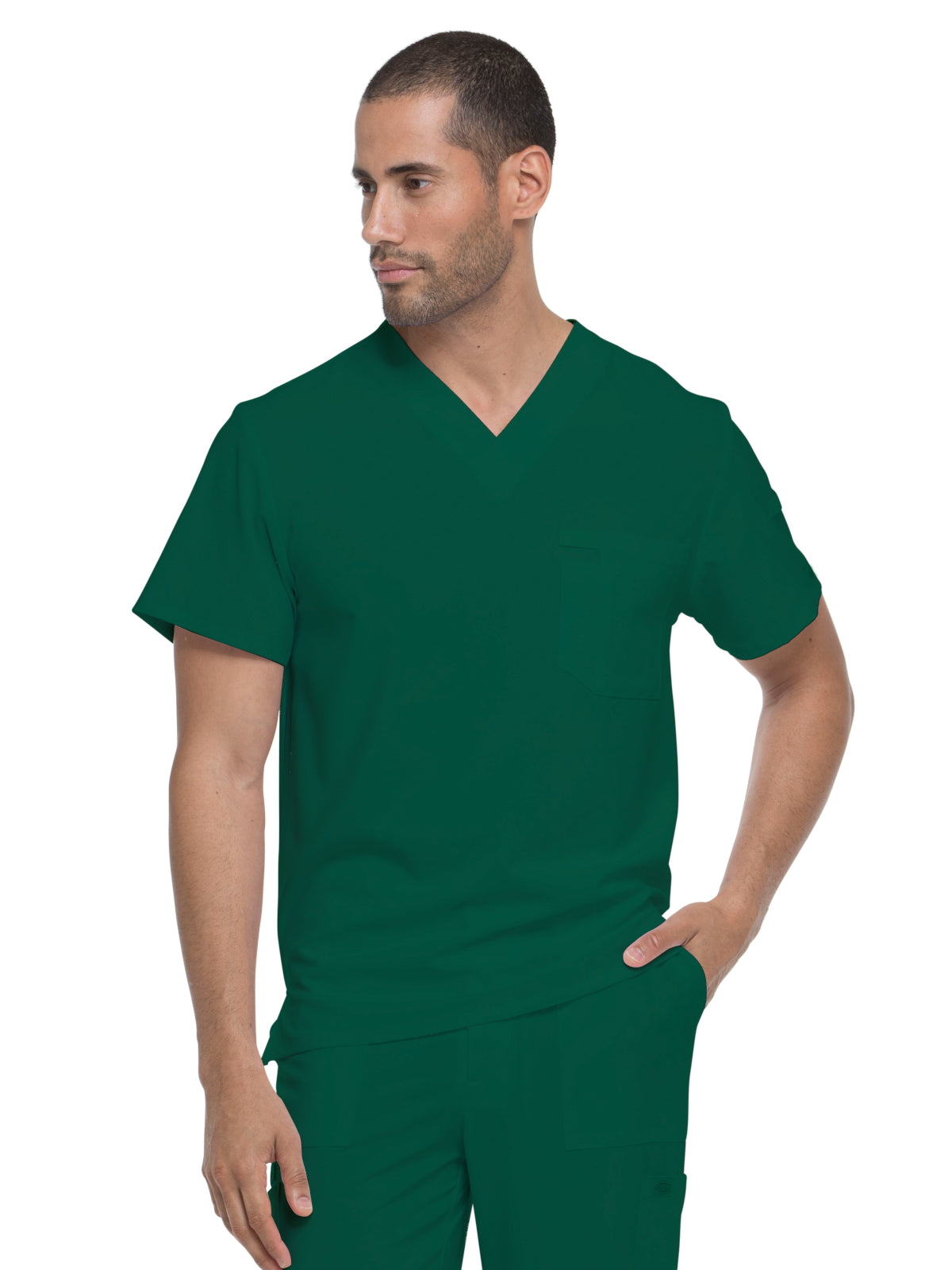 Men's 1-Pocket Tuckable V-Neck Top - DK635 - Hunter Green