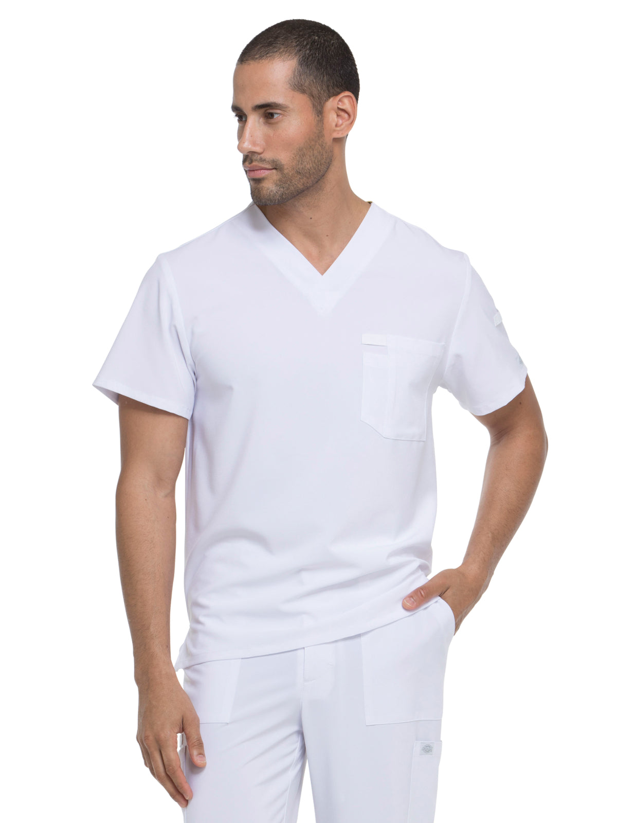 Men's 1-Pocket Tuckable V-Neck Top - DK635 - White