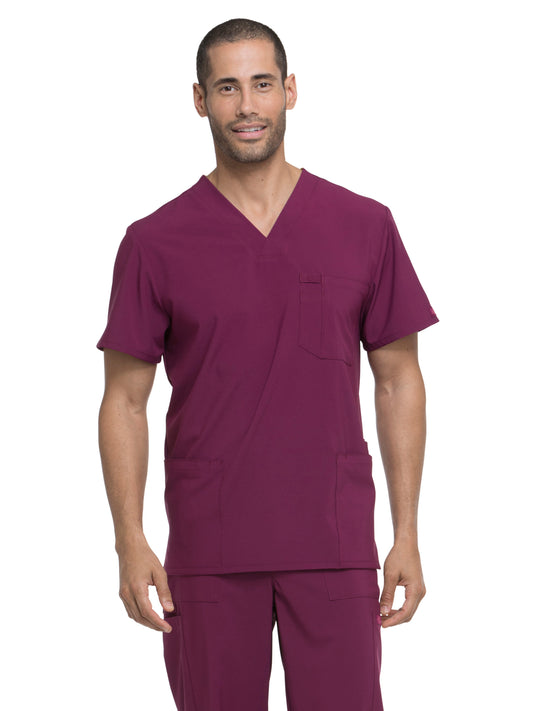 Men's Four-Pocket V-Neck Top - DK645 - Wine