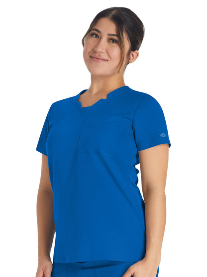 Women's 2-Pocket Notched V-Neck Scrub Top - DK671 - Royal