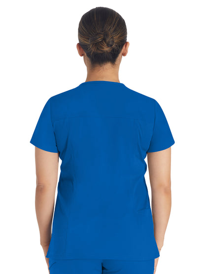 Women's 2-Pocket Notched V-Neck Scrub Top - DK671 - Royal