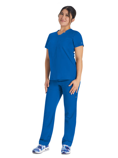 Women's 2-Pocket Notched V-Neck Scrub Top - DK671 - Royal