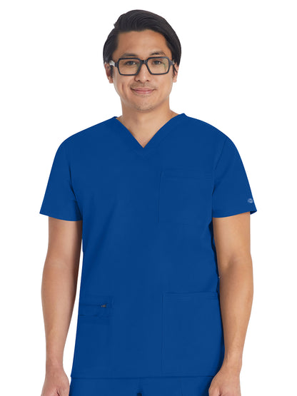 Men's 4-Pocket V-Neck Top - DK672 - Galaxy Blue