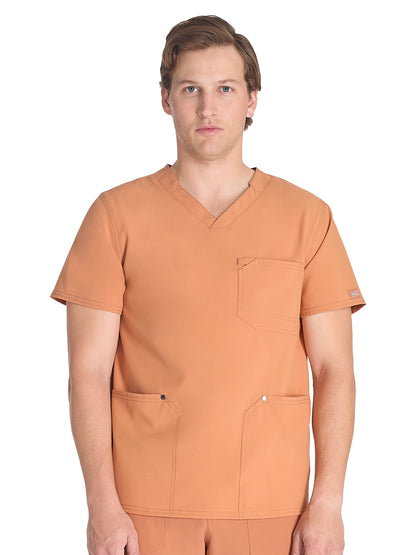 Men's 3-Pocket V-Neck Scrub Top - DK677 - Ginger Glow