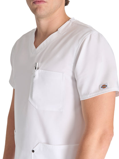 Men's 3-Pocket V-Neck Scrub Top - DK677 - White