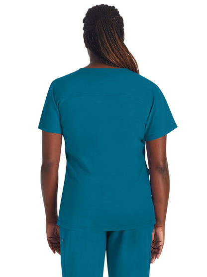 Women's 4-Pocket V-Neck Scrub Top - DK678 - Caribbean Blue