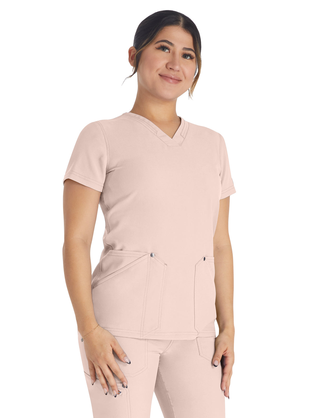 Women's 4-Pocket V-Neck Scrub Top - DK678 - Canyon Rose