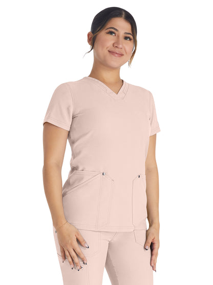 Women's 4-Pocket V-Neck Scrub Top - DK678 - Canyon Rose