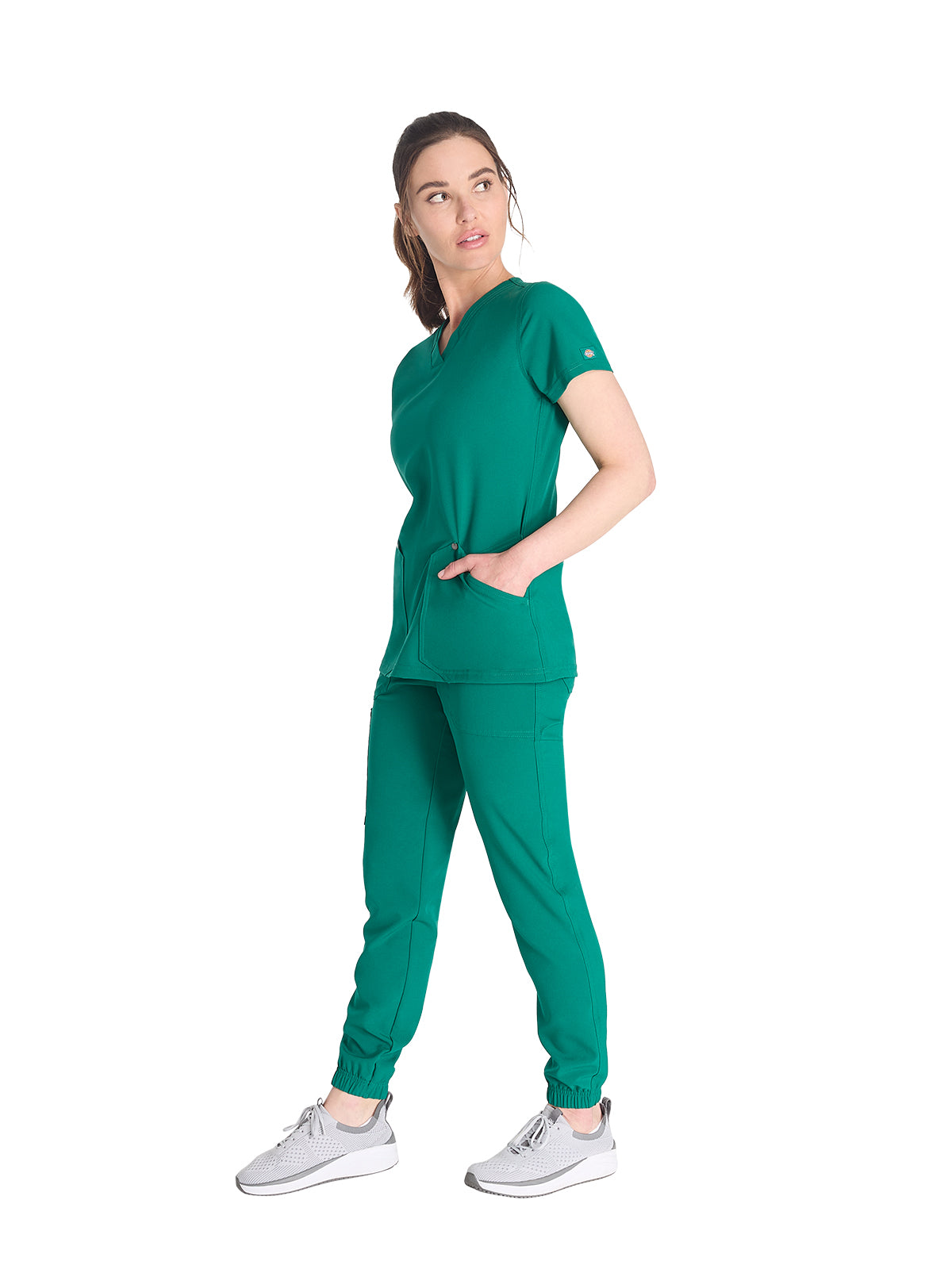 Women's 4-Pocket V-Neck Scrub Top - DK678 - Hunter Green