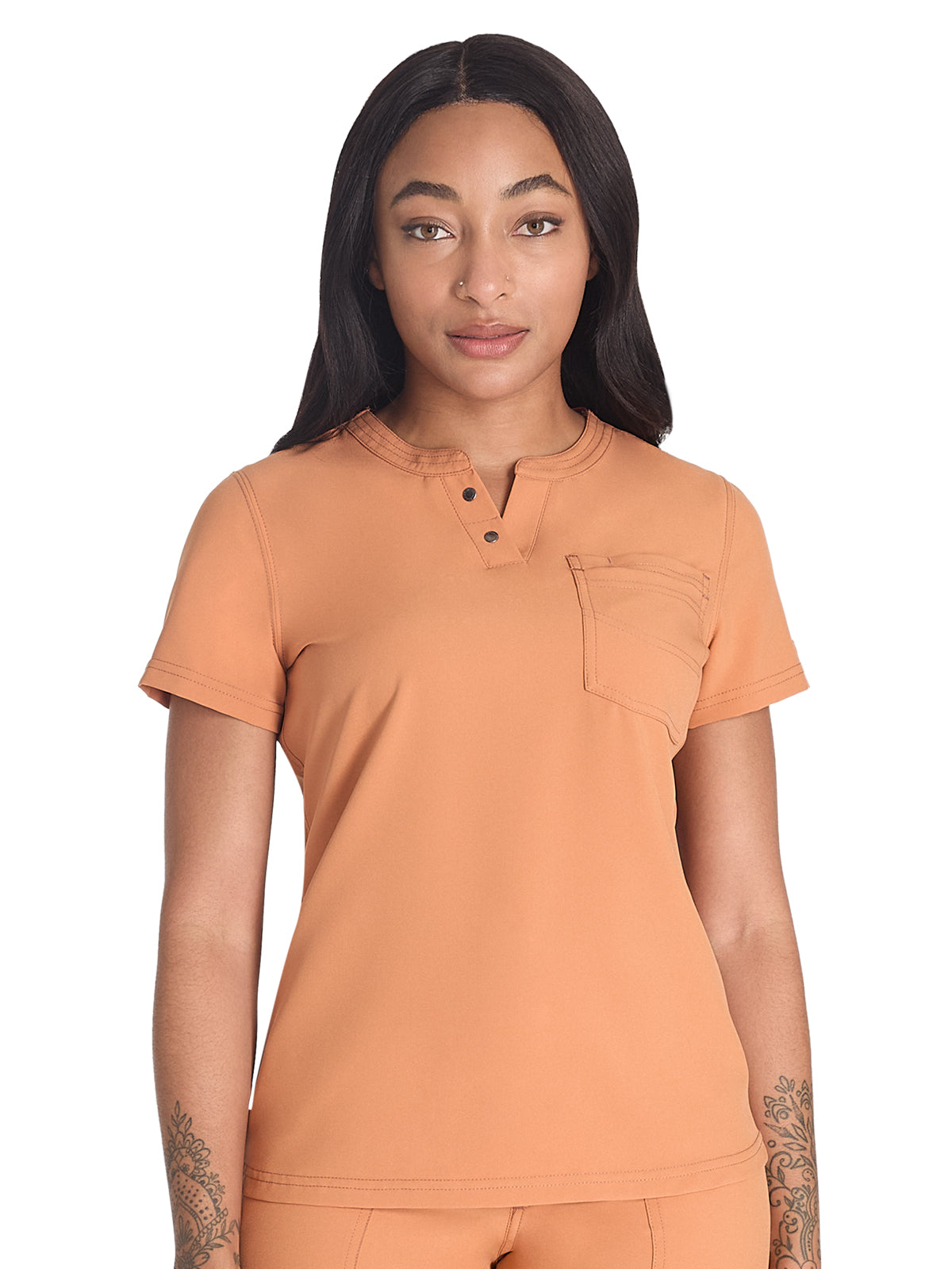 Women's 1-Pocket Henley Top - DK681 - Ginger Glow