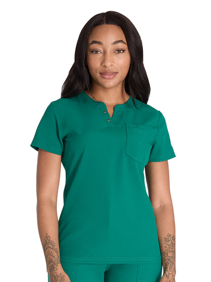 Women's 1-Pocket Henley Top - DK681 - Hunter Green