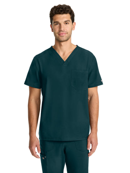 Men's 2-Pocket V-Neck Top - DK693 - Caribbean Blue