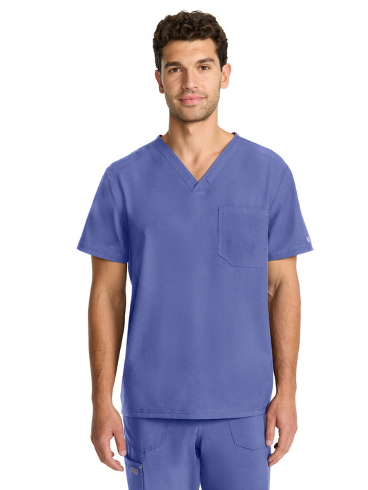 Men's 2-Pocket V-Neck Top - DK693 - Ciel