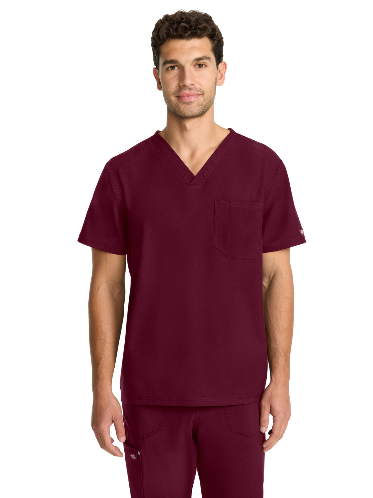Men's 2-Pocket V-Neck Top - DK693 - Wine
