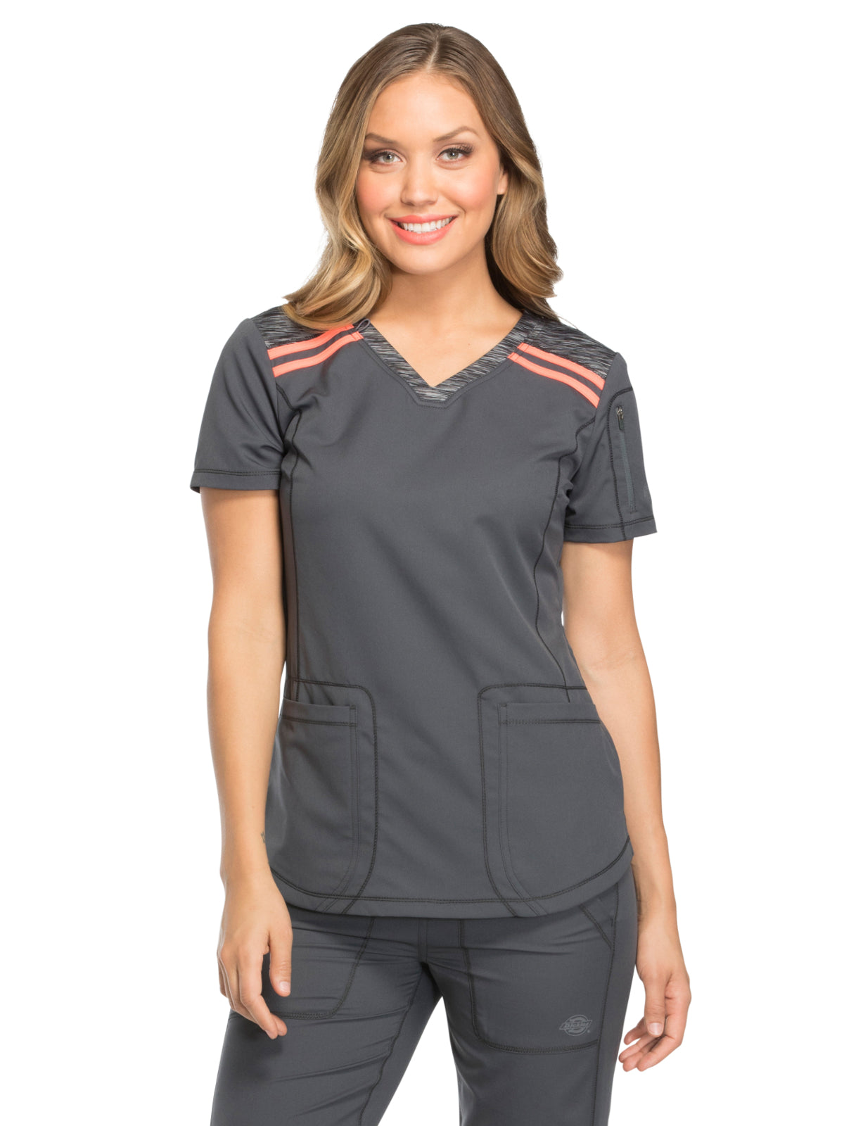 Women's V-Neck Top - DK740 - Pewter