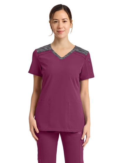 Women's V-Neck Top - DK740 - Wine