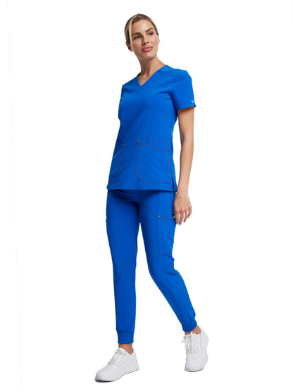 Women's V-Neck Top - DK747 - Royal