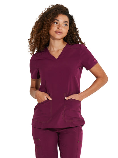 Women's V-Neck Top - DK747 - Wine