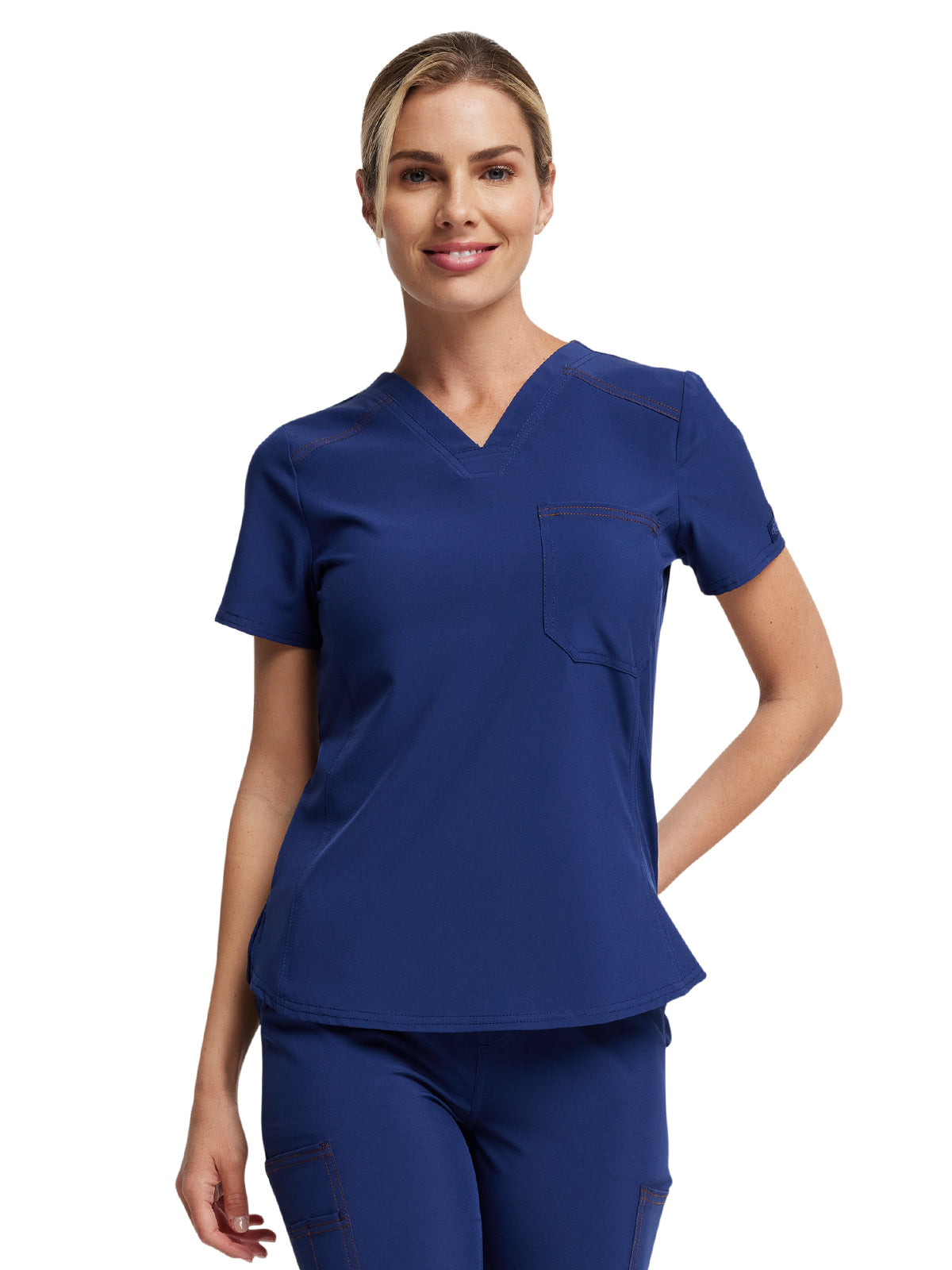 Women's Tuckable One Pocket V-Neck Top - DK748 - Navy