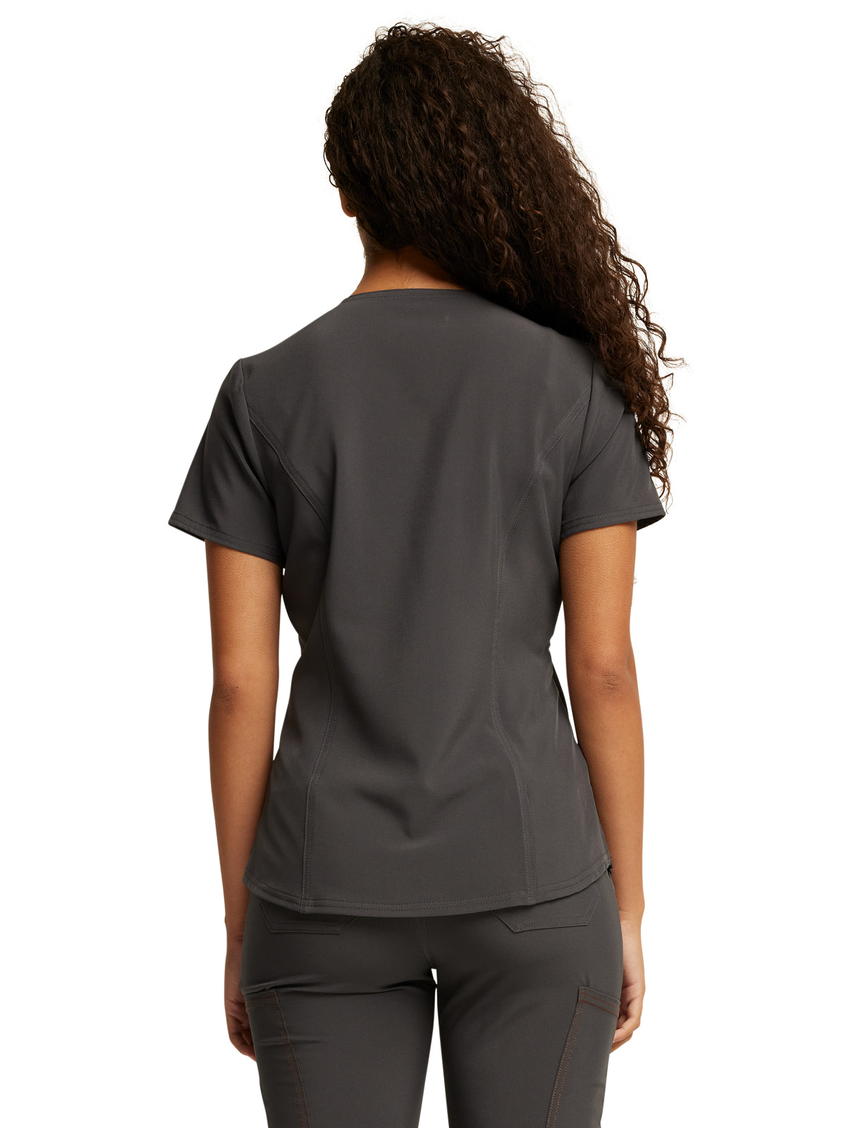 Women's Tuckable One Pocket V-Neck Top - DK748 - Pewter