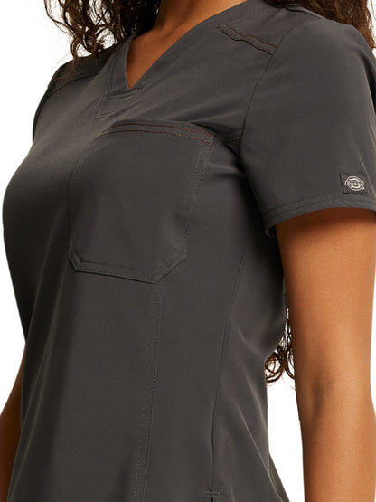 Women's Tuckable One Pocket V-Neck Top - DK748 - Pewter