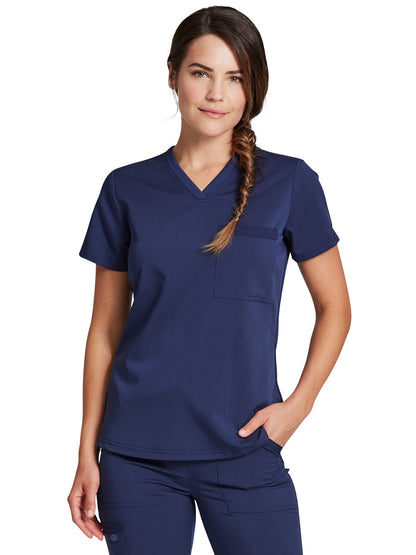 Women's 1-Pocket Tuckable V-Neck Top - DK812 - Navy