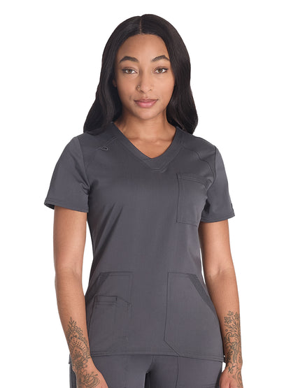 Women's 4-Pocket V-Neck Top - DK834 - Pewter