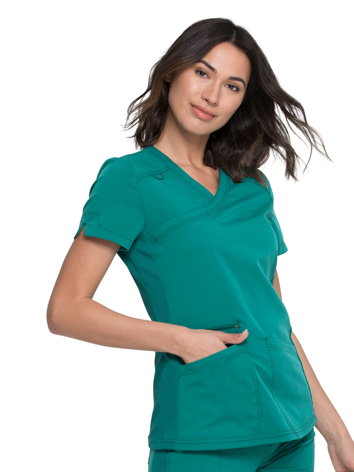 Women's 3-Pocket Mock Wrap Top - DK840 - Hunter Green