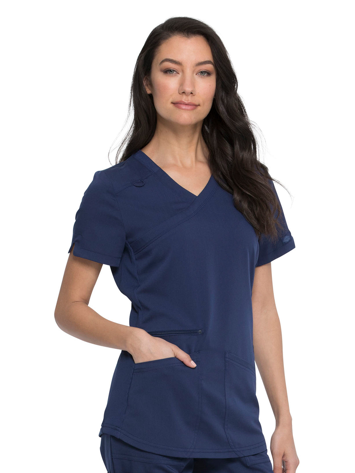 Women's 3-Pocket Mock Wrap Top - DK840 - Navy