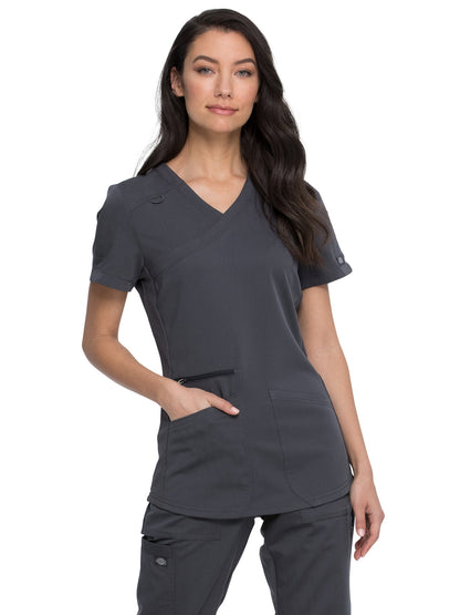 Women's 3-Pocket Mock Wrap Top - DK840 - Pewter