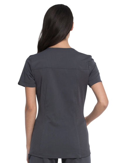 Women's 3-Pocket Mock Wrap Top - DK840 - Pewter