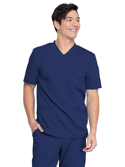 Men's 3-Pocket V-Neck Scrub Top - DK845 - Navy