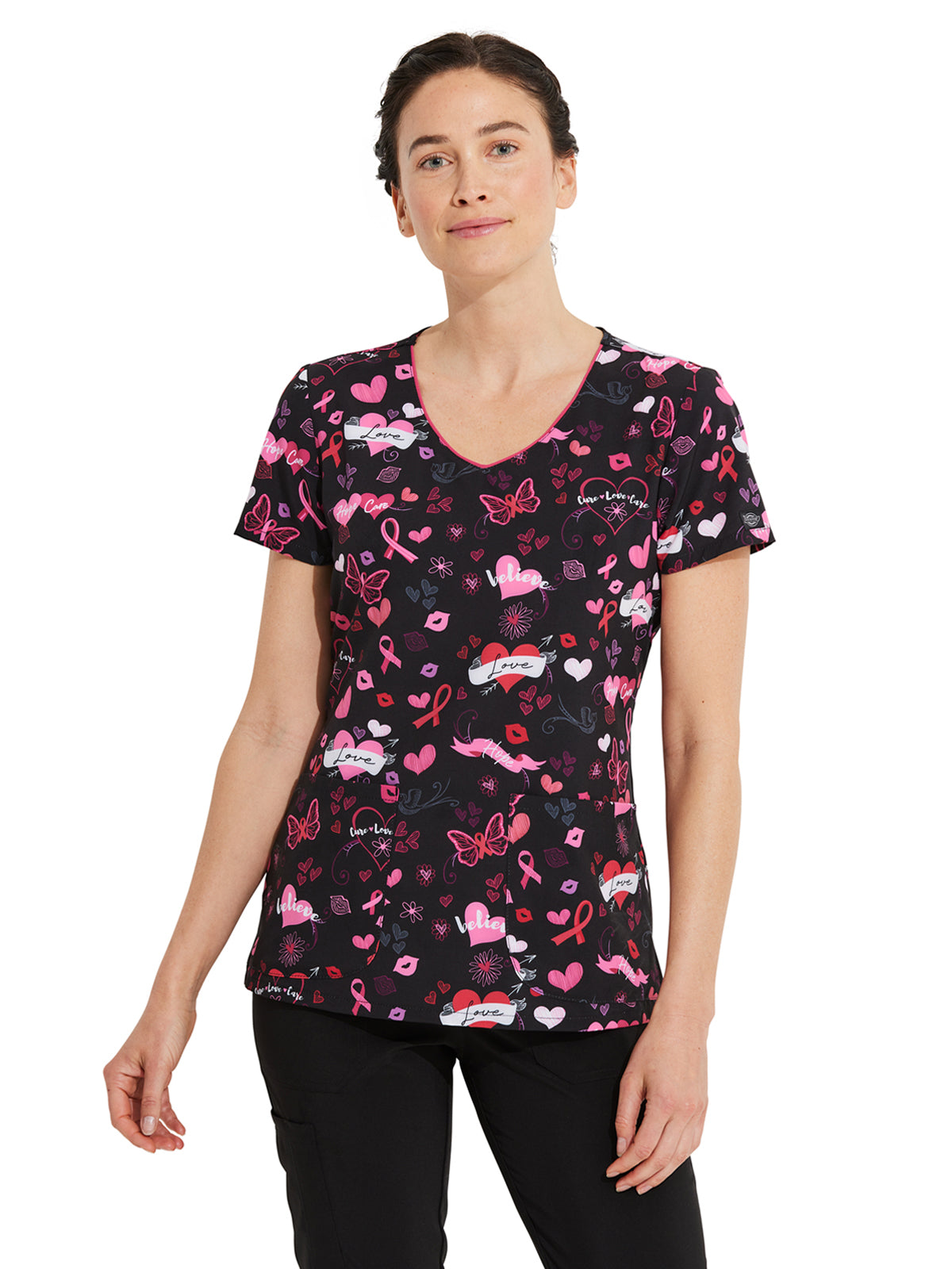 Women's V-Neck Print Top - DK852 - Hope Heals