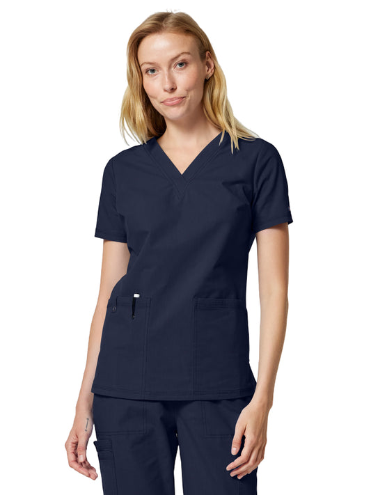 Women's 2-Pocket V-Neck Scrub Top - DK856 - Navy