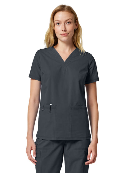 Women's 2-Pocket V-Neck Scrub Top - DK856 - Pewter