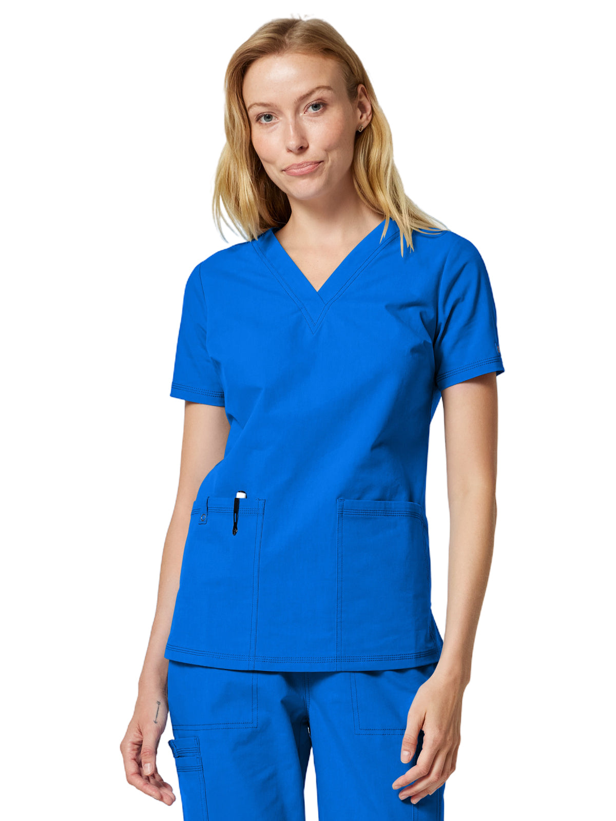 Women's 2-Pocket V-Neck Scrub Top - DK856 - Royal