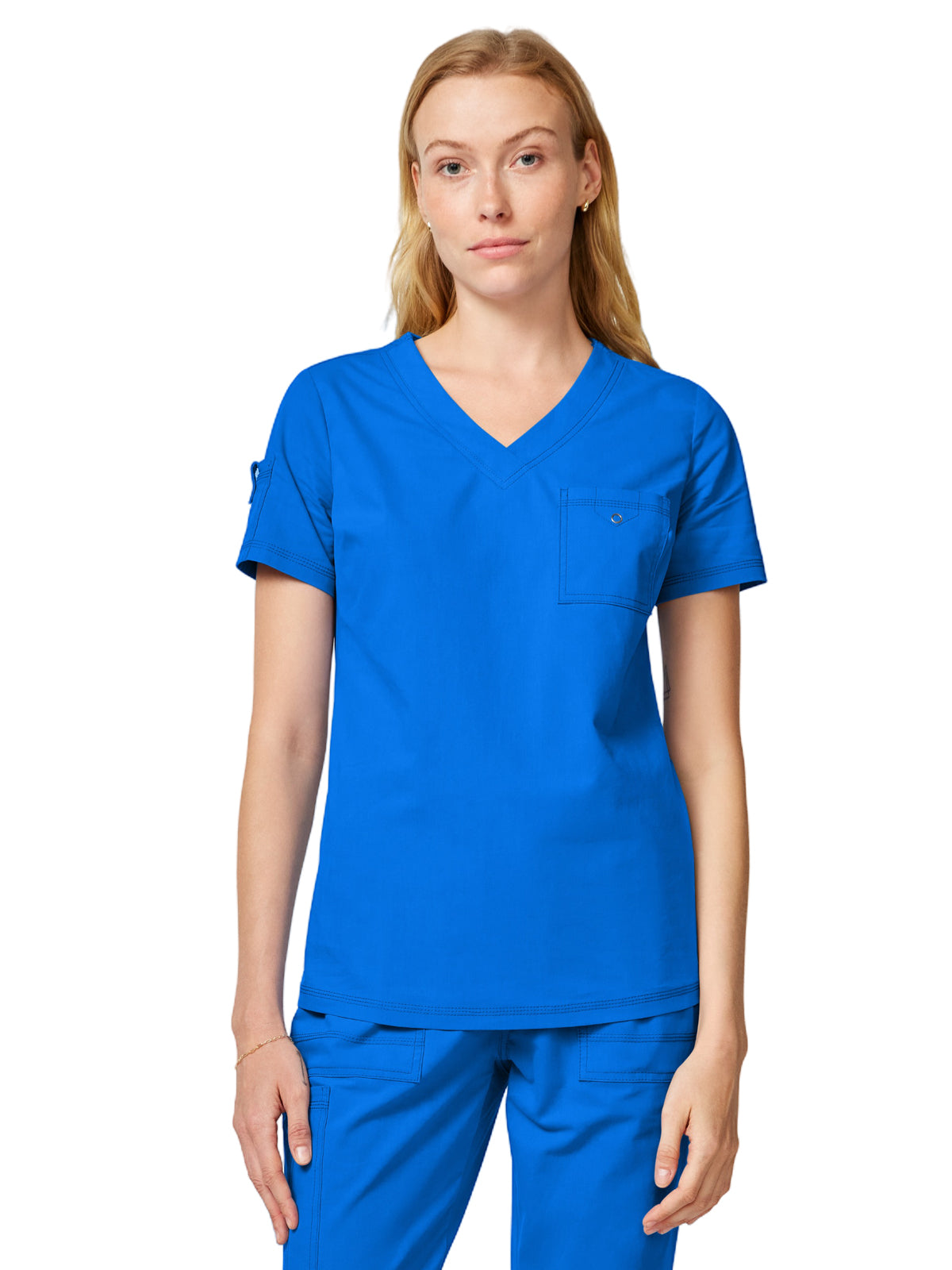 Women's 1-Pocket V-Neck Tuck-In Scrub Top - DK857 - Royal
