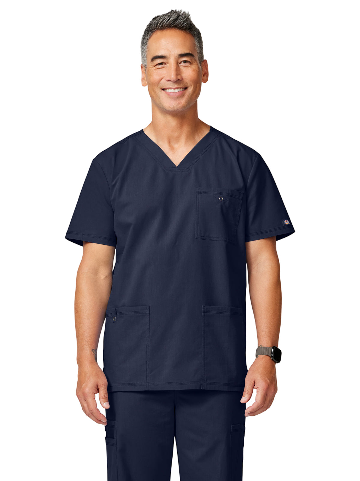Men's 3-Pocket V-Neck Scrub Top - DK859 - Navy