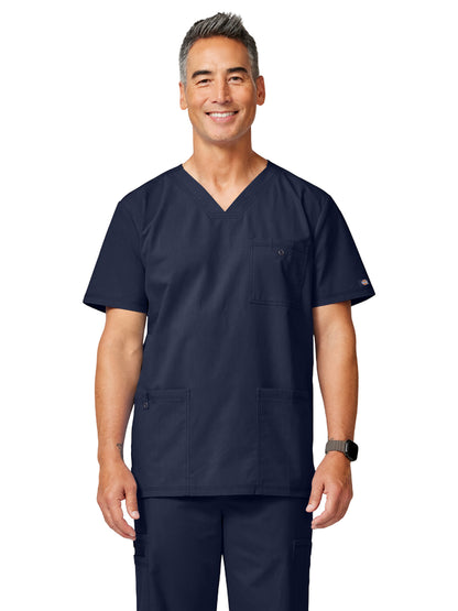 Men's 3-Pocket V-Neck Scrub Top - DK859 - Navy