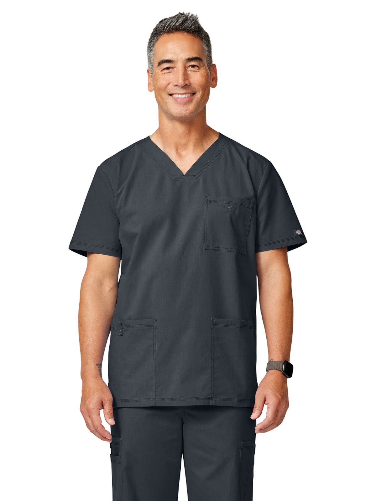 Men's 3-Pocket V-Neck Scrub Top - DK859 - Pewter