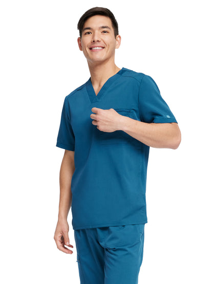 Men's 2-Pocket Tuckable V-Neck Top - DK865 - Caribbean Blue