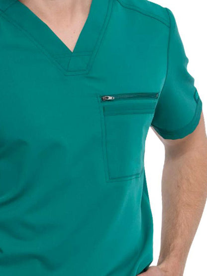 Men's 2-Pocket Tuckable V-Neck Top - DK865 - Hunter Green