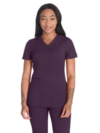 Women's 5-Pocket Rib Knit V-Neck Top - DK875 - Deep Amethyst