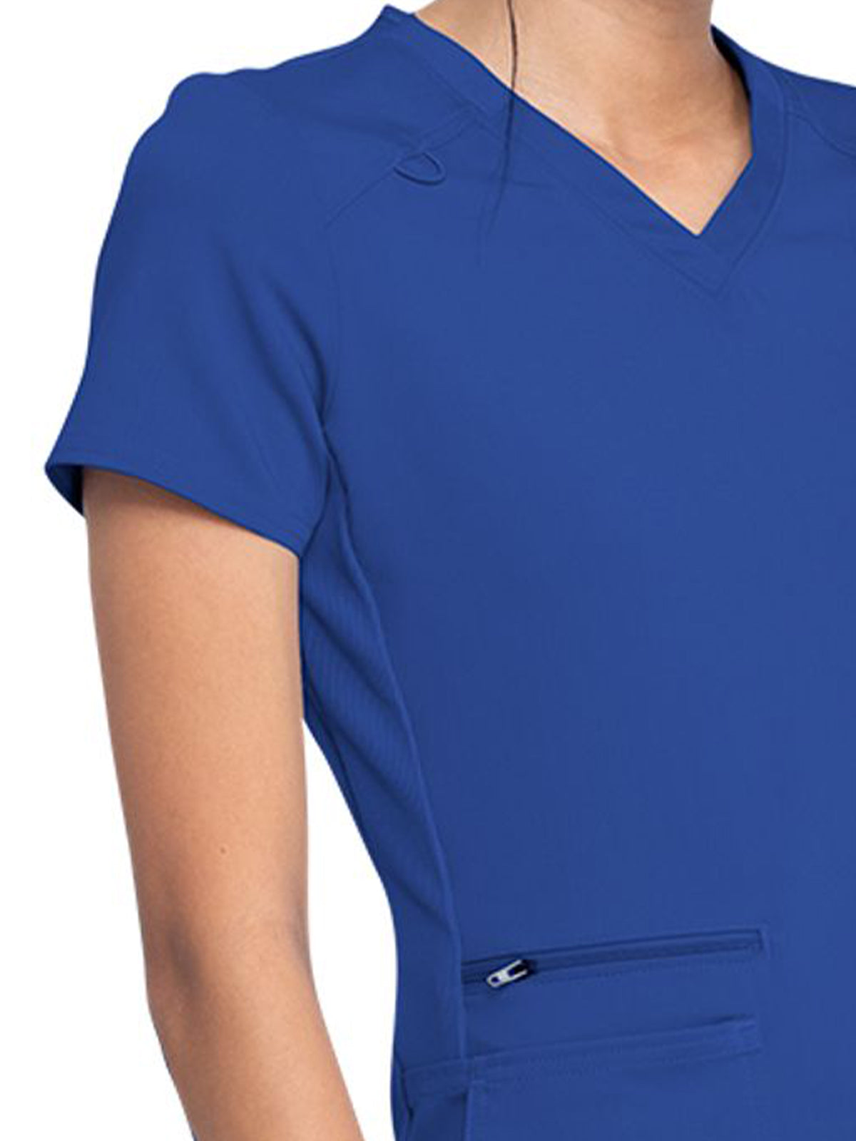 Women's 5-Pocket Rib Knit V-Neck Scrub Top - DK875 - Galaxy Blue